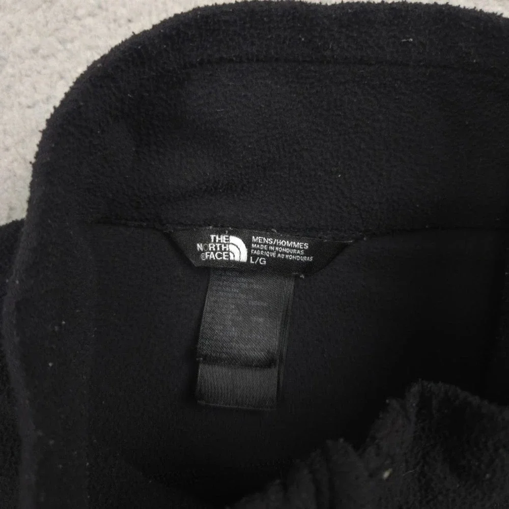 The North‎ Face Mens Large Black Quarter Zip Fleece Pullover Gray Pocket